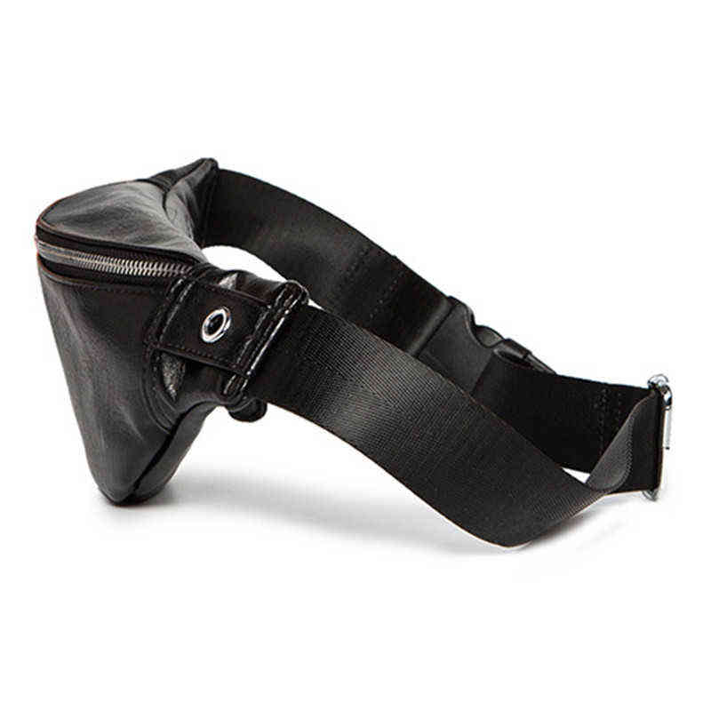High Quality Pu Leather Waist Bag Men Fanny Pack Casual Adjustable Belt Male Heuptas Bum Banana Sa 211214