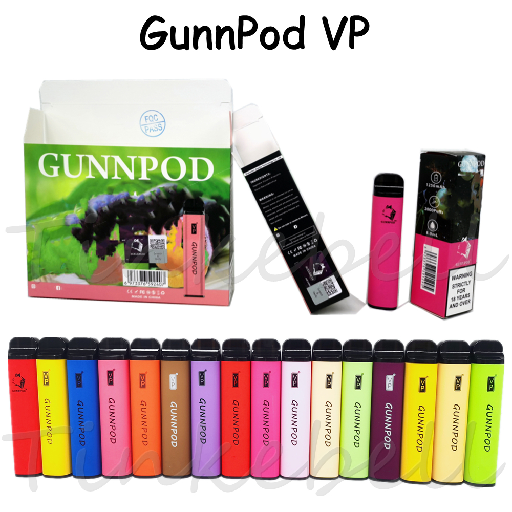 VP GunnPod Disposable Vape Pen E cigarette 2000Puffs 5% 20 Colors 1250mAh Battery Prefilled 8ml Pod Device Kit
VP GunnPod Disposable Vape Pen E cigarette 2000Puffs 5% 20 Colors 1250mAh Battery Prefilled 8ml Pod Device Kit