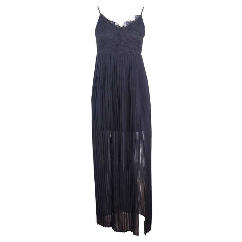 spring women sexy lace spaghetti strap v neck dress sleeveless high waist floor length dress hollow out dress, Black;gray
spring women sexy lace spaghetti strap v neck dress sleeveless high waist floor length dress hollow out dress, Black;gray
