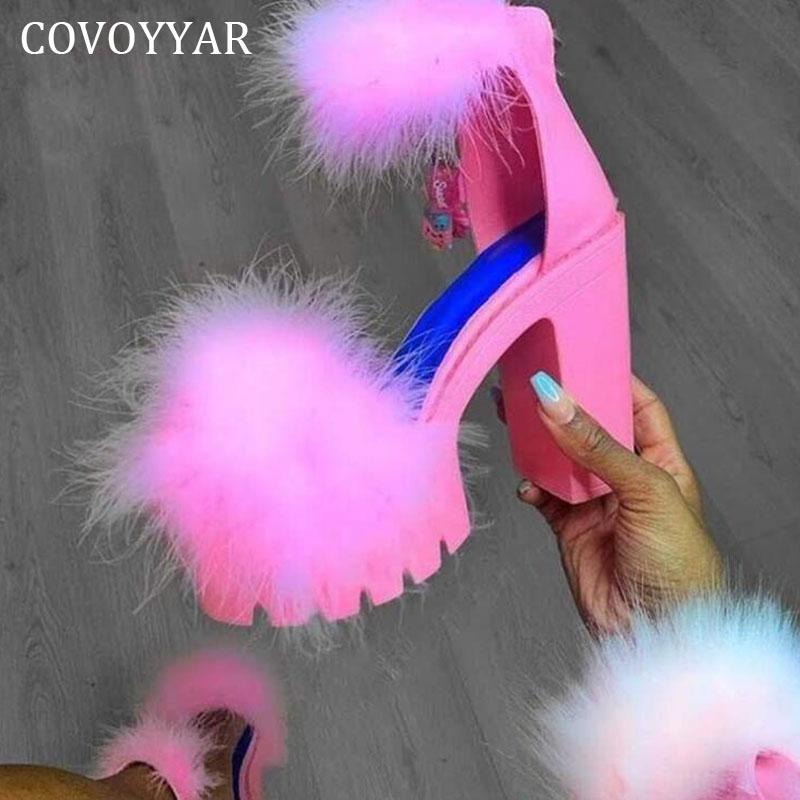 Dress Shoes COVOYYAR Sexy Women Ankle Strap Chunky High Heels Summer Faux Fluffy Fur Sandals Party Platform Pumps Lady WHH250, Red
Dress Shoes COVOYYAR Sexy Women Ankle Strap Chunky High Heels Summer Faux Fluffy Fur Sandals Party Platform Pumps Lady WHH250, Red
