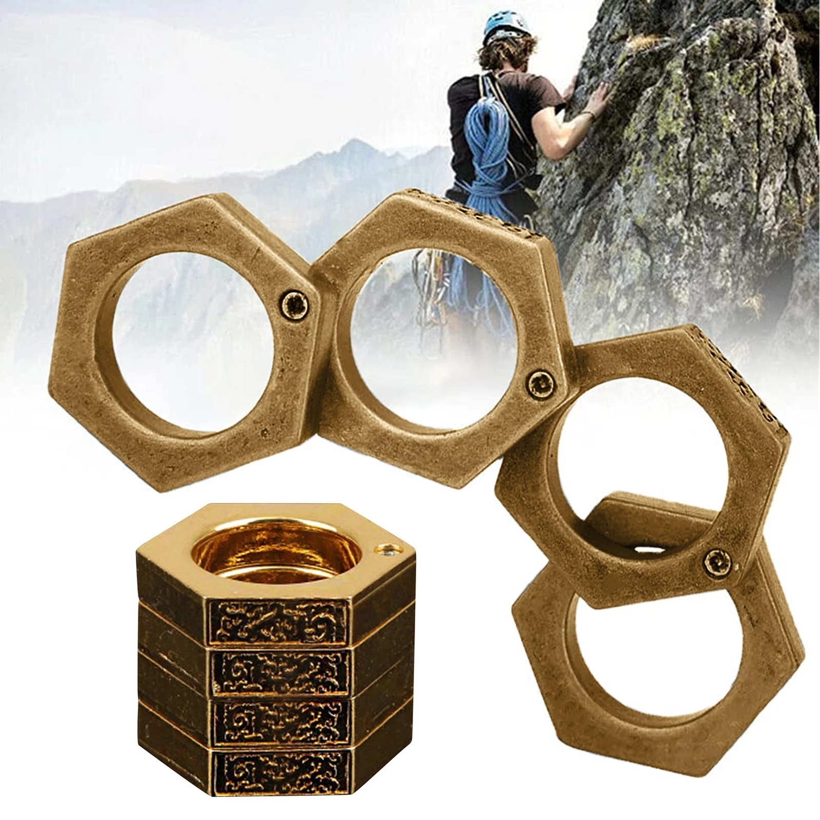 4Pcs Circular Survival Ring Hard Self-defense Rings Men Geometric Shape Metal Broken Window Safety Ring for Emergency Outdoor