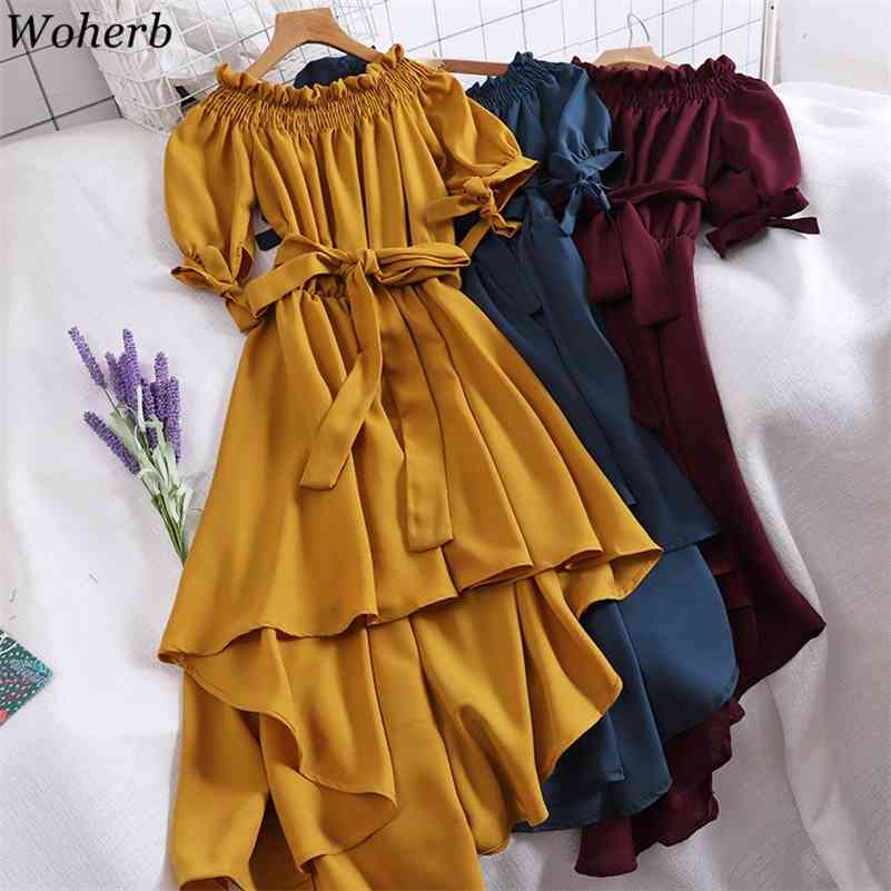 Woherb Summer Casual Chiffon Off Shoulder Bandage Dress Women Sexy Asymmetrical Ruffle Dresses Vestidos De Festa 22291 210630, Black
Woherb Summer Casual Chiffon Off Shoulder Bandage Dress Women Sexy Asymmetrical Ruffle Dresses Vestidos De Festa 22291 210630, Black