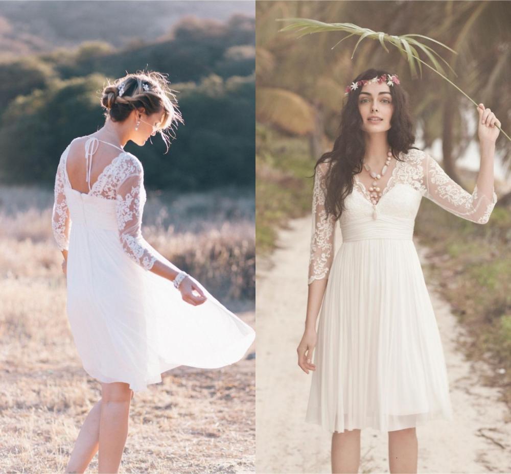 New 2021 Short Lace Boho Wedding Es Cheap Sheer Half Sleeves v Neck Pleated Chiffon Beach Bridal Gowns Vestidos De Mariee Voup, Ivory
New 2021 Short Lace Boho Wedding Es Cheap Sheer Half Sleeves v Neck Pleated Chiffon Beach Bridal Gowns Vestidos De Mariee Voup, Ivory