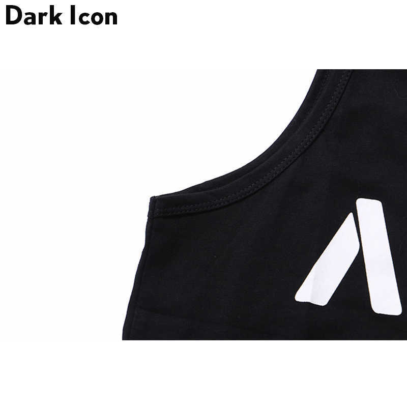 Letter Printed Curved Hem Hip Hop Tank Top Men Summer Extended Long Line Tank Top Black White 210603