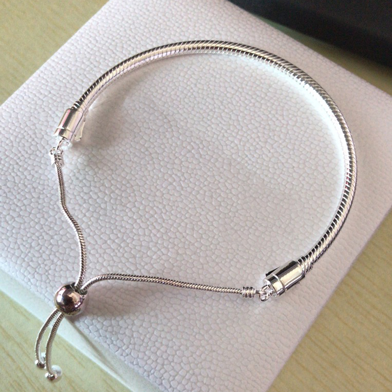 100% 925 Sterling Silver Bracelets For Women DIY Jewelry Snake Chain Slider Charm Bracelet Fit Pandora Charms Lady Gift With Original Box
100% 925 Sterling Silver Bracelets For Women DIY Jewelry Snake Chain Slider Charm Bracelet Fit Pandora Charms Lady Gift With Original Box