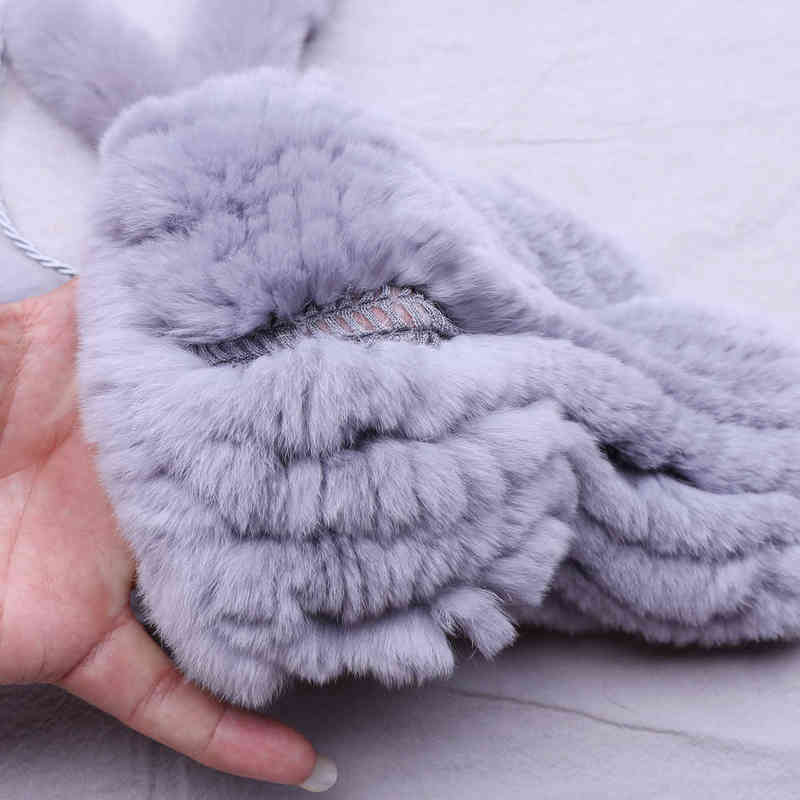 Women's Winter Real Rex Rabbit Fur Gloves Warm Thick Ladies Mittens Elastic Girls Ski Glove Mitts Soft With String 211223