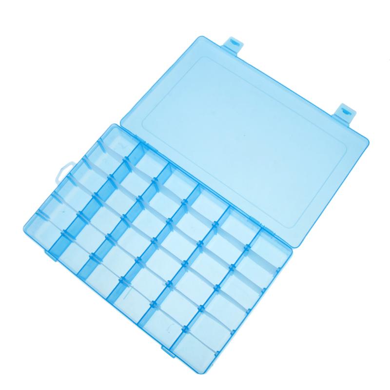 Clear Plastic 36 Slots Nail Art Tools Jewelry Display Storage Box Case Organizer