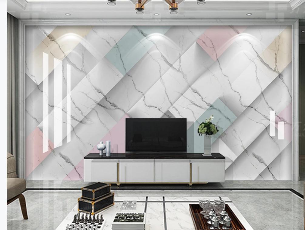 Custom 3d wallpapers Beautiful modern minimalist geometric marble wallpapers jazz white background wall