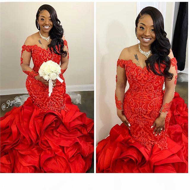 Illusion Long Sleeve African Evening Formal Dresses 2020 Cascading Ruffles Red Lace Beaded Plus Size mermaid Prom Party Gowns Vestido Festa, Grape
Illusion Long Sleeve African Evening Formal Dresses 2020 Cascading Ruffles Red Lace Beaded Plus Size mermaid Prom Party Gowns Vestido Festa, Grape