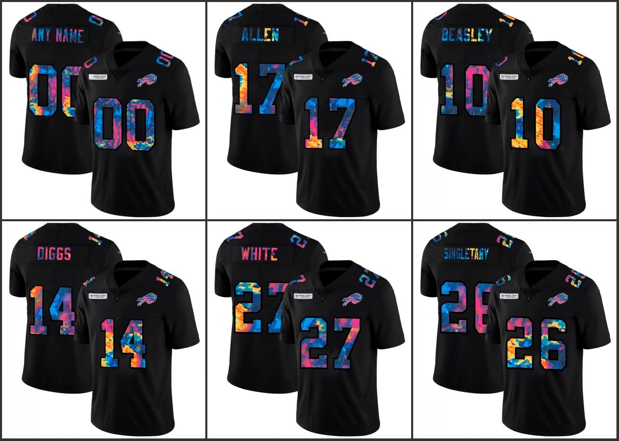 BuffaloBillsMen #10 Cole Beasley 14 Stefon Diggs 17 Josh Allen 26 Devin Singletary Multi Color Black Custom Crucial Catch Women
BuffaloBillsMen #10 Cole Beasley 14 Stefon Diggs 17 Josh Allen 26 Devin Singletary Multi Color Black Custom Crucial Catch Women
