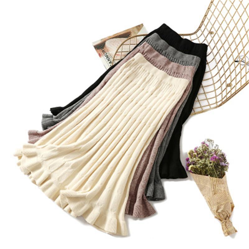 Skirts 2022 Women Pleated Knitted Sweater Ruffle Midi High Waist Long Faldas Korean Style Warm Elegant Jupe Femme PZ1072, Black
Skirts 2022 Women Pleated Knitted Sweater Ruffle Midi High Waist Long Faldas Korean Style Warm Elegant Jupe Femme PZ1072, Black