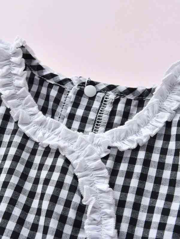 Baby Gingham Frill Trim Bow Front Dress SHE