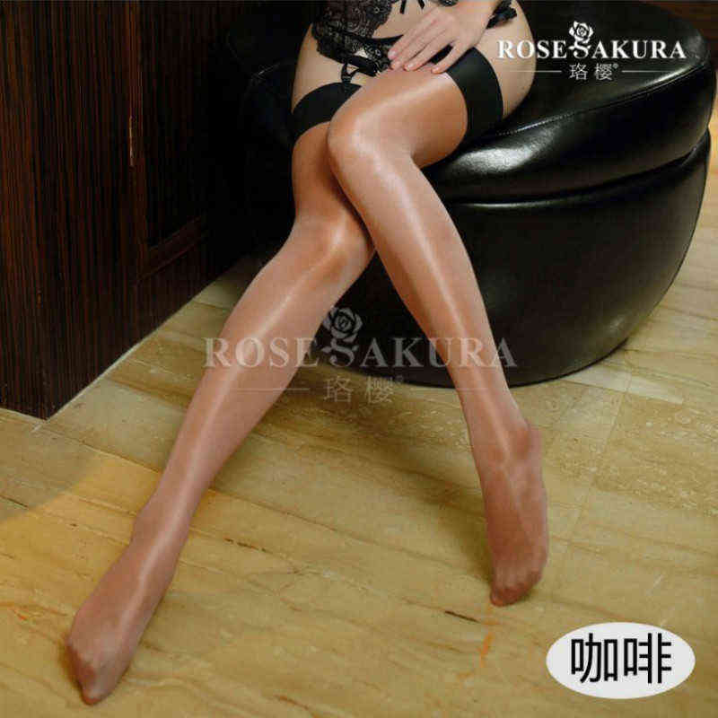 30d Women Contrast Thigh High Stockings multicolor Sheer Stay Up Vintage long shiny Glossy Over Knee oil flashing Leggings Y1119