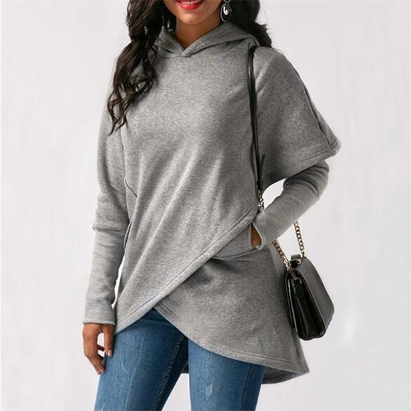 Women Hoodies Sweatshirts Autumn Winter Plus Size 3XL Solid Hooded Long Sleeve Female Pullovers Pocket Casual Lady Hoodie 201102