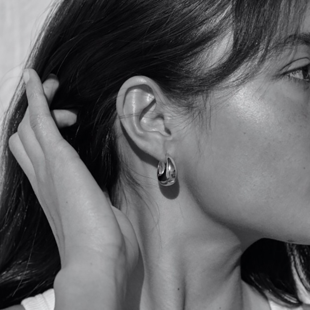 Charming Women Earrings Jewelry Smooth 18K Yellow White Gold Plated 925 Sterling Silver Hoops Earrings for Girls Women