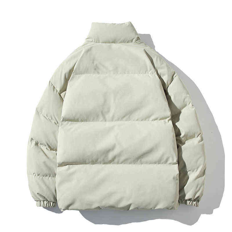 Hybskr Big Size Thicken Men Warm Parkas Solid Color Stand Collar Fashion Male Winter Coat Cotton Padded Jacket Harajuku Clothing 211214Z