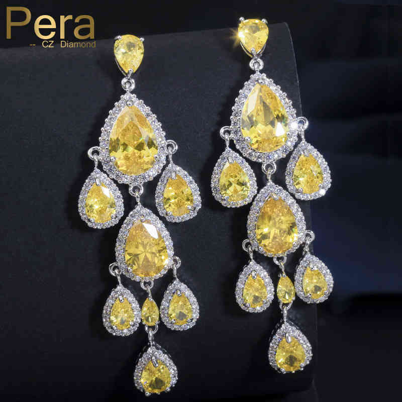 Pera Luxury Dangle Chandelier Shape Ear Jewelry Accessories Big Yellow Water Drop Crystal Stone Pave Long Earring For Women E258
Pera Luxury Dangle Chandelier Shape Ear Jewelry Accessories Big Yellow Water Drop Crystal Stone Pave Long Earring For Women E258