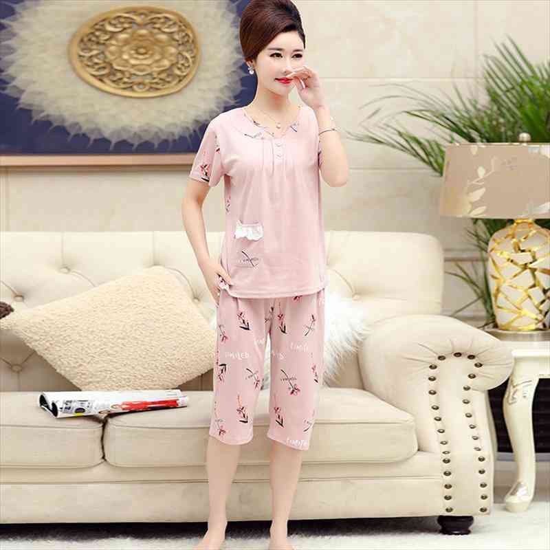 Women Pajamas Set 2pcs set Short Sleeve Flower Letter Print 100% Cotton Sexy V-neck Night Wear Cropped Trousers Pyjama Femme, Black;red
Women Pajamas Set 2pcs set Short Sleeve Flower Letter Print 100% Cotton Sexy V-neck Night Wear Cropped Trousers Pyjama Femme, Black;red