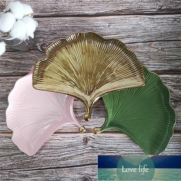 Nordic Apricot Leaf Shape Ceramic Silver Jewelry Storage Tray Afternoon Tea Tableware Creative Home Display Tray Decoration Factory price expert desig