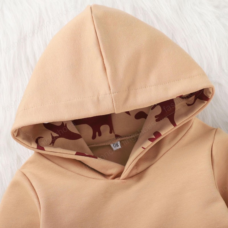 Boy Clothing Set Cute Dinosaur With Big Pocket Design Hoodies +Pants Autumn Cotton Soft Kids clothes 2 Piece sets 0-24 months
