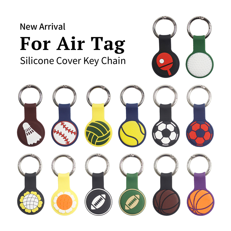 Silicone Cover Key Chains Ball Protective Case for Airtags Air Tags Locator Tracker Anti-lost Device Protector Sleeve Anti Fall Scratch Keyring Pendan