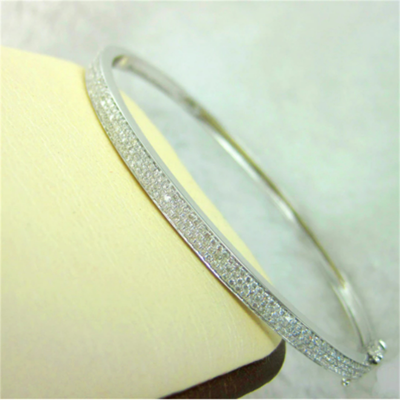 Handmade Pave Lab Diamond Bangle 925 Sterling Silver Party Engagement bangles Bracelets for women Bridal wedding accessaries