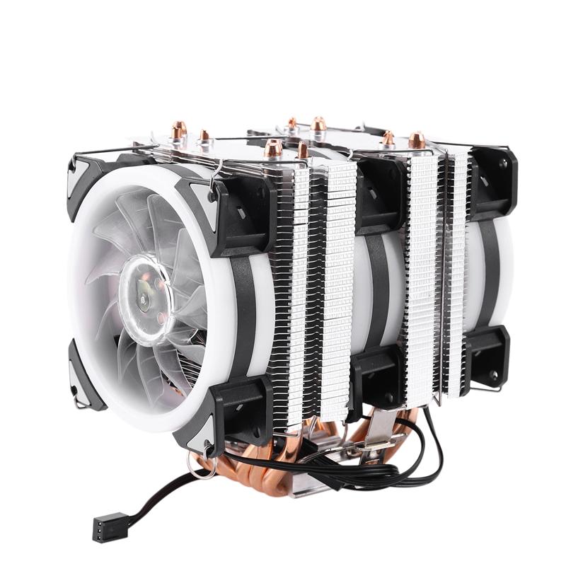 Laptop Cooling Pads 6 Heatpipes Cpu Cooler Fan With Rgb Dual-Tower Radiator 9Cm Heatsink For 775/1150/1151/1155/1156/1366 Amd