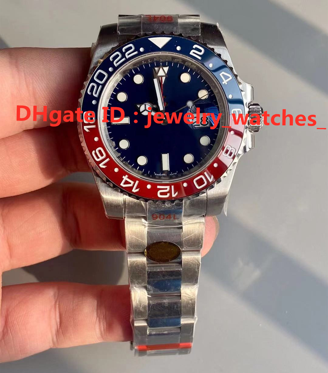 N V11 men's watches 40x13mm GMT Montre DE Luxe 904L Steel bidirectional ceramic rotating bezel 3186 automatic mechanical movement, Box
N V11 men's watches 40x13mm GMT Montre DE Luxe 904L Steel bidirectional ceramic rotating bezel 3186 automatic mechanical movement, Box