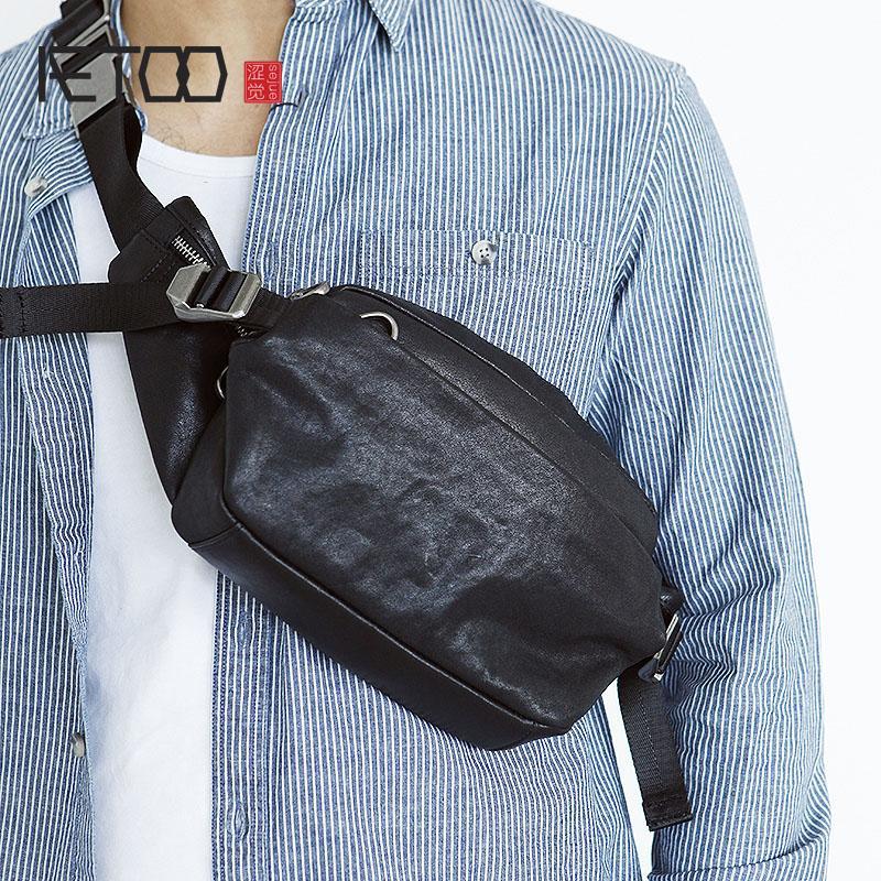 HBP AETOO Leather Chest Bag, Leather Waistband, Simple Men's Bag