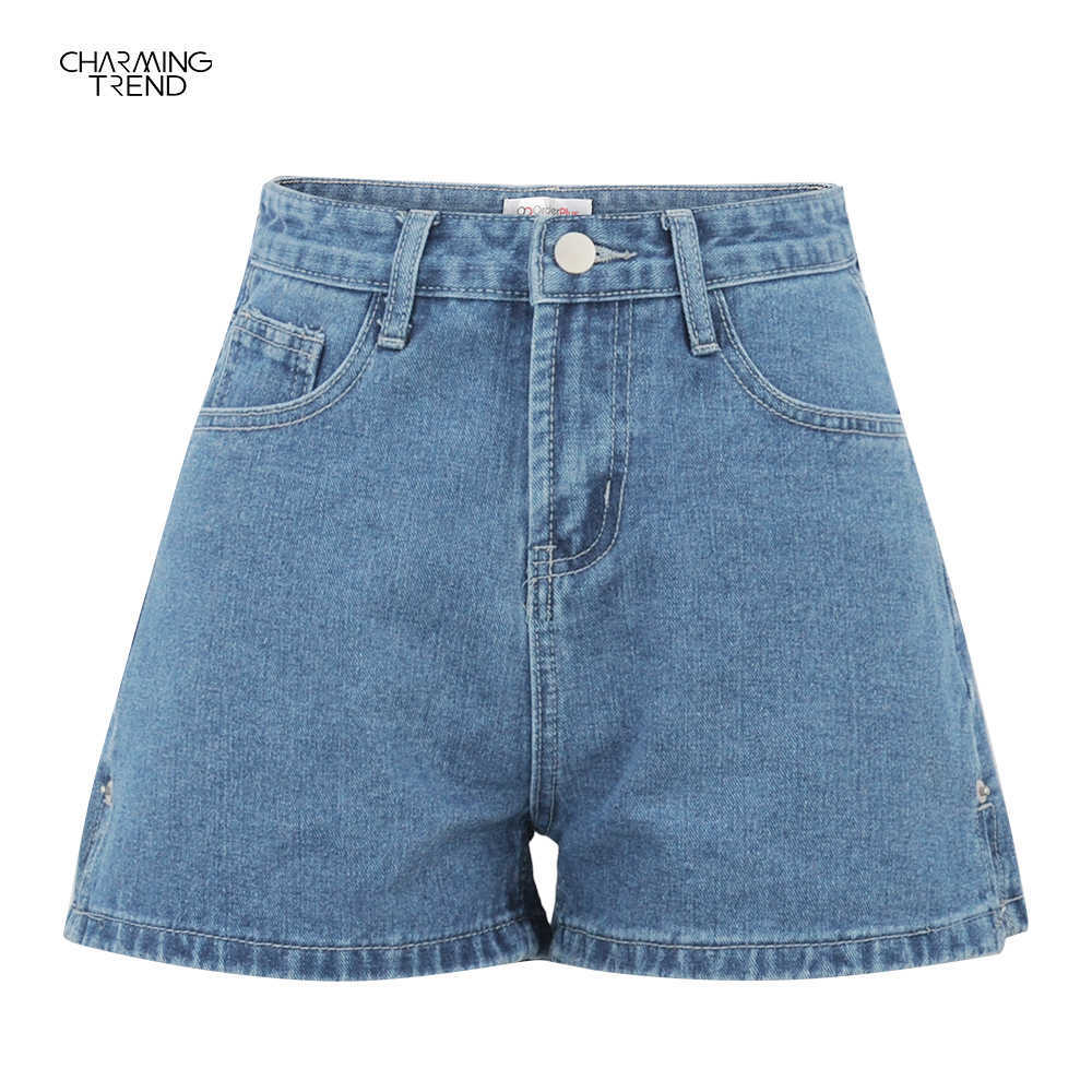 Fashion Denim Shorts Slim Vintage High Waist Women's Female Casual Summer 210611