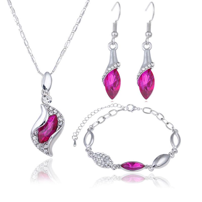 Earrings & Necklace Bracelet Three-piece Jewelry Set Crystal Angel Elf Fashion Horse Eye, Silver
Earrings & Necklace Bracelet Three-piece Jewelry Set Crystal Angel Elf Fashion Horse Eye, Silver