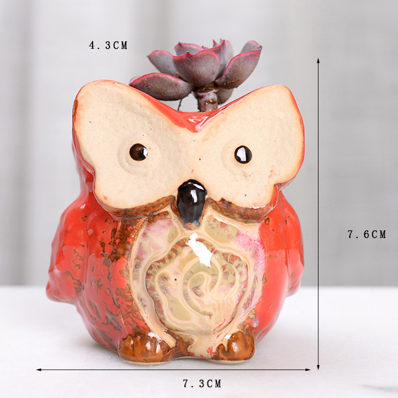 Owl Ceramic Empty Pot Cactus Flower Pots Cartoon Colorful Succulent Plant For Desktop 6 Style Free shipping
