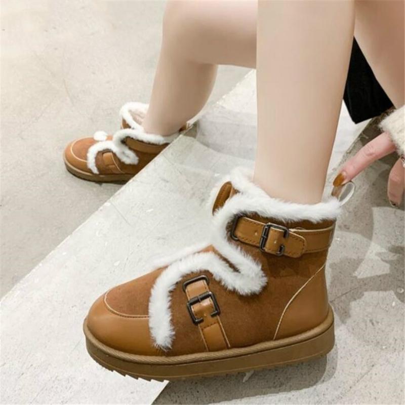 Boots Plush Warm Winter Women Snow Fur Woman Ankle Short Ladies Flats Casual Buckle Female Footwear Comfort Zapatos Mujer, Black 
Boots Plush Warm Winter Women Snow Fur Woman Ankle Short Ladies Flats Casual Buckle Female Footwear Comfort Zapatos Mujer, Black