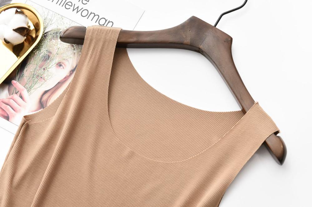 Spring Summer Tank Tops Women Sleeveless Round Neck Loose T Shirt Ladies Vest Singlets Camisole Cotton Rib Slim Ladies Thin Vest 210308
