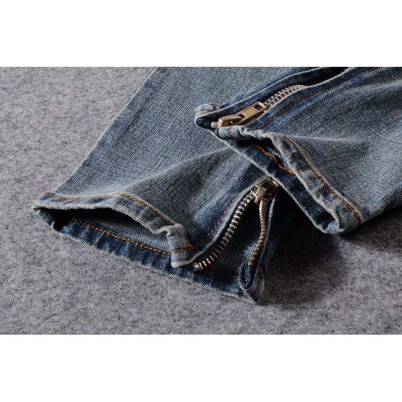 American Streetwear Men Jeans Blue Color Slim Fit Casual Denim Pants Ankle Zipper Elastic Jeans Men Hip Hop Jeans homme T200614