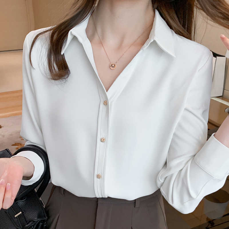 Long Sleeve White Blouse Chiffon Shirt Women Blusas Mujer De Moda Turn Down Collar Office Blusa E253 210602
Long Sleeve White Blouse Chiffon Shirt Women Blusas Mujer De Moda Turn Down Collar Office Blusa E253 210602