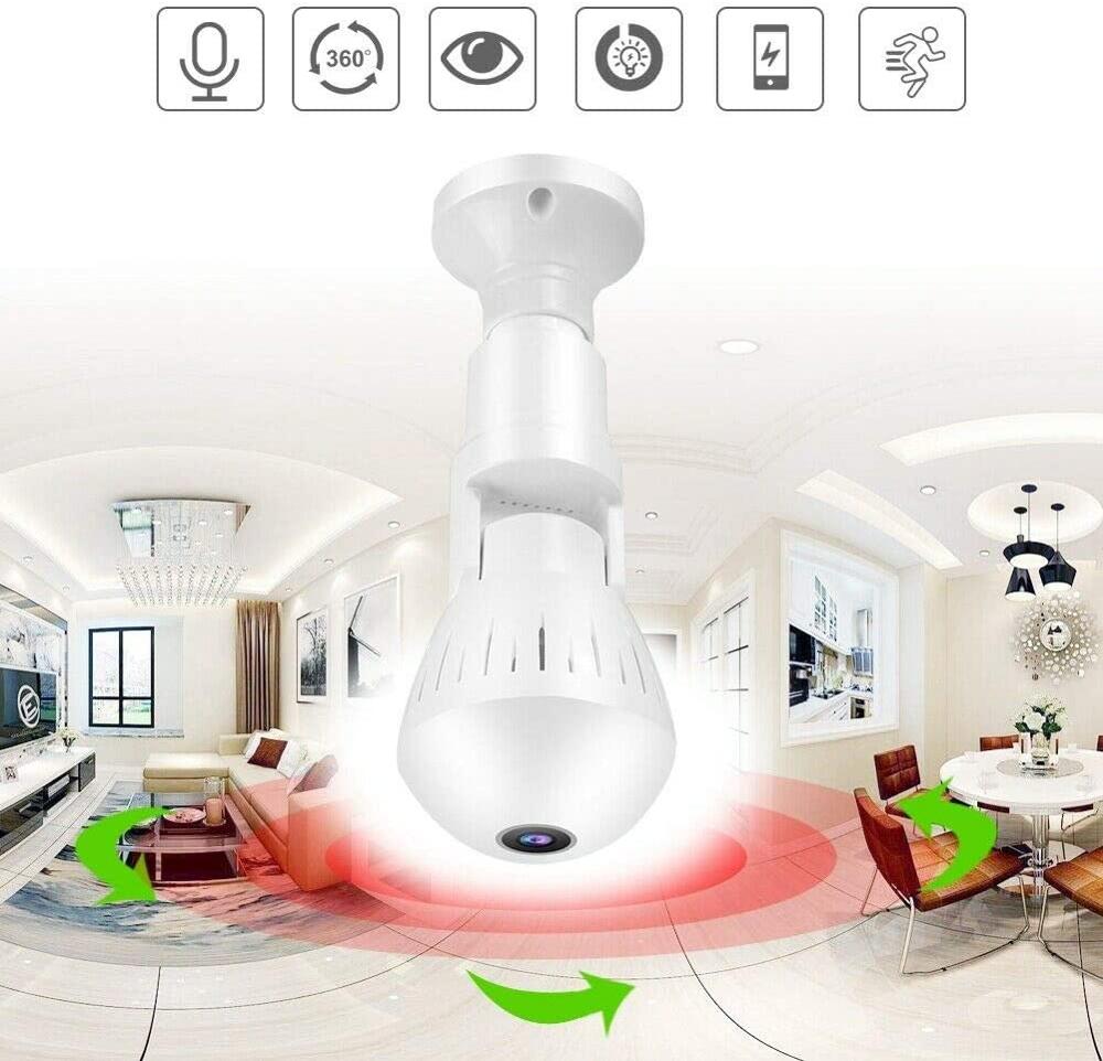 2MP Wifi Panorama Camera Security Lamp Panoramic Bulb CCTV Video Wireless IP Camera Surveillance Fisheye HD Night Vision Cam