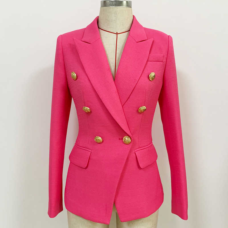 High-end women's autumn and winter suit jacket classic metal double-breasted slim Rose red ladies blazer 210527
High-end women's autumn and winter suit jacket classic metal double-breasted slim Rose red ladies blazer 210527