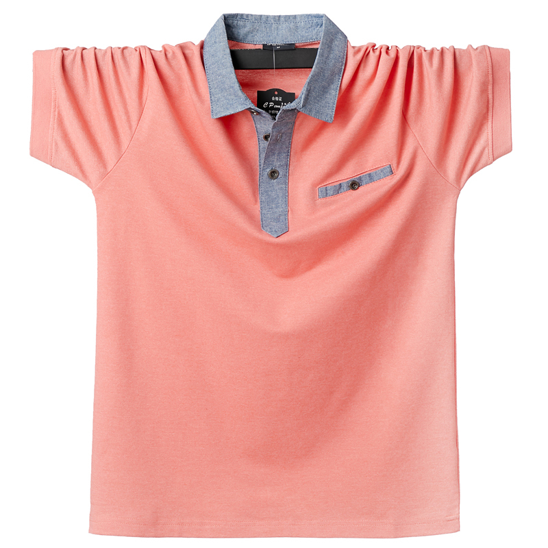 Men Polo Shirt Mens Contrast Polo Shirts Cotton Polo Shirt 6XL Plus Size Casual Classic Summer Men's Clothing Pocket Tops Tees 210308