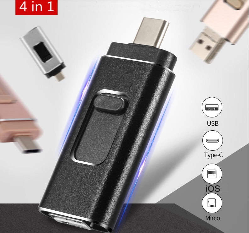 4 in 1 OTG USB Flash Drive 32 64G 128G 256G Memory Stick Type-C Pen For Samsung S8 S9 Huawei P20 iphone X 8 7 Plus 3.0
4 in 1 OTG USB Flash Drive 32 64G 128G 256G Memory Stick Type-C Pen For Samsung S8 S9 Huawei P20 iphone X 8 7 Plus 3.0
