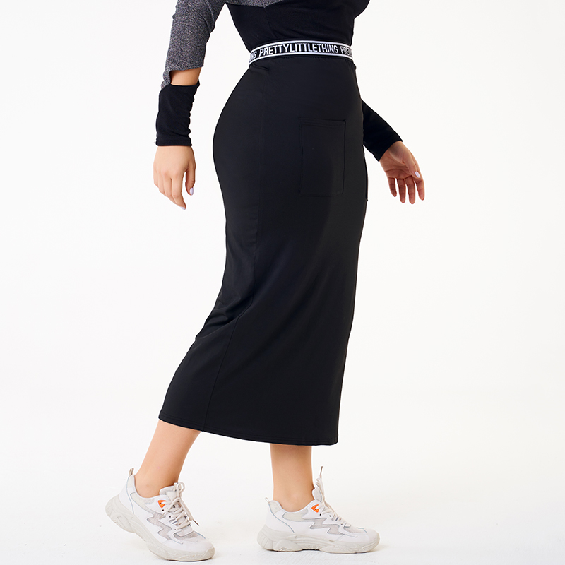 Plus Size Skirt Women Stretchable Skirt Solid Slim Pencil Skirts For Women Female Knit Largr Size Skirts 210309