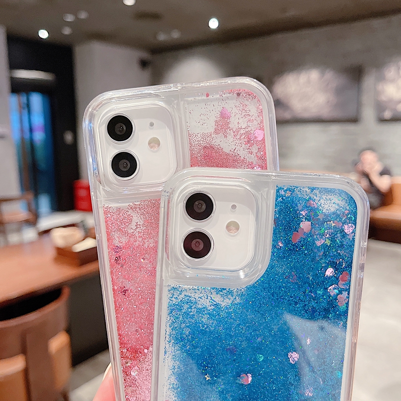 Fashion Quicksand Soft TPU Cases For Iphone 16 15 14 Pro MAX 13 12 11 XR XS X 8 7 6 5 Plus Stars Liquid Starry Bling Glitter Heart Love Floating Clear