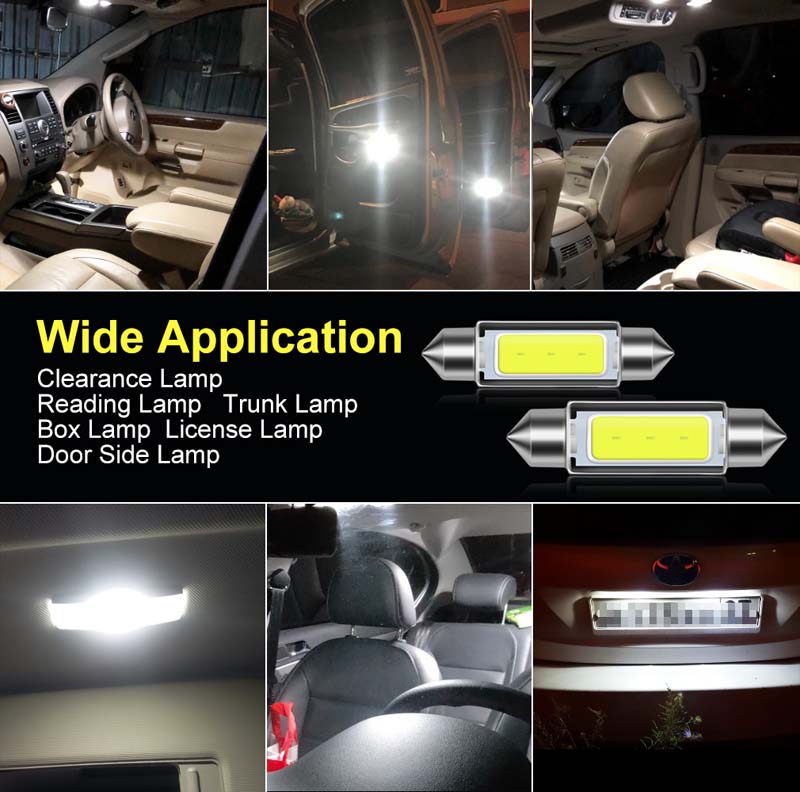 Vehicle Lights C5W C10W LED Bulb Canbus 31mm 36mm 39mm 41mm Festoon Lamps Car Interior Dome Reading License Plate Lamp 12V Auto White-Light 10Pcs/Set