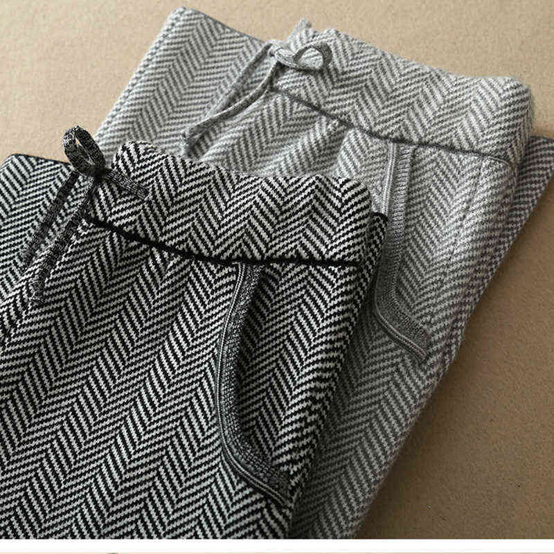 Autumn Winter Fashion Pants Women Soft Waxy Comfortable Cashmere Camel Pants Female Pure Knitted Wide Leg Pants Casual Loose 211112wtt