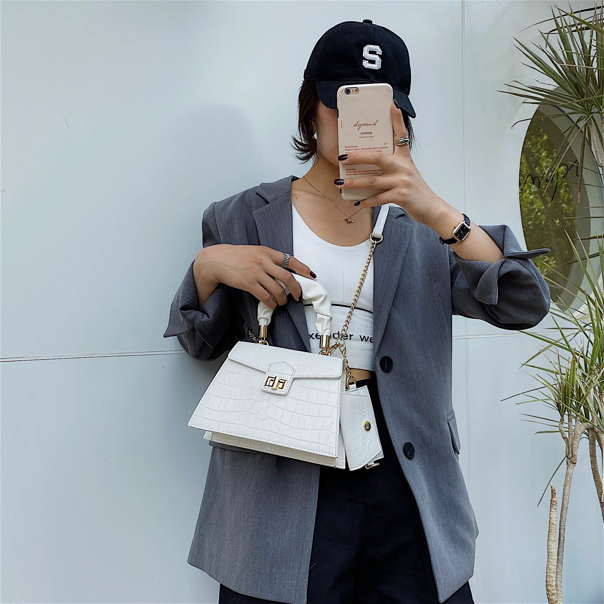2 Pcs/set Stone Pattern Small PU Leather Cross Body Bags For Women 2021 Elegant Travel Chain Crossbody Shoulder Handbags 210226