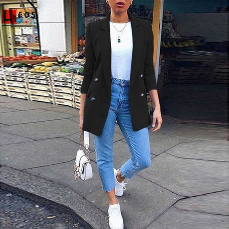 Office Lady Blazers Coats Plus Size Long Sleeve Women Outwear Spring Casual Formal Tops Solid Color Female Jacket 210930
