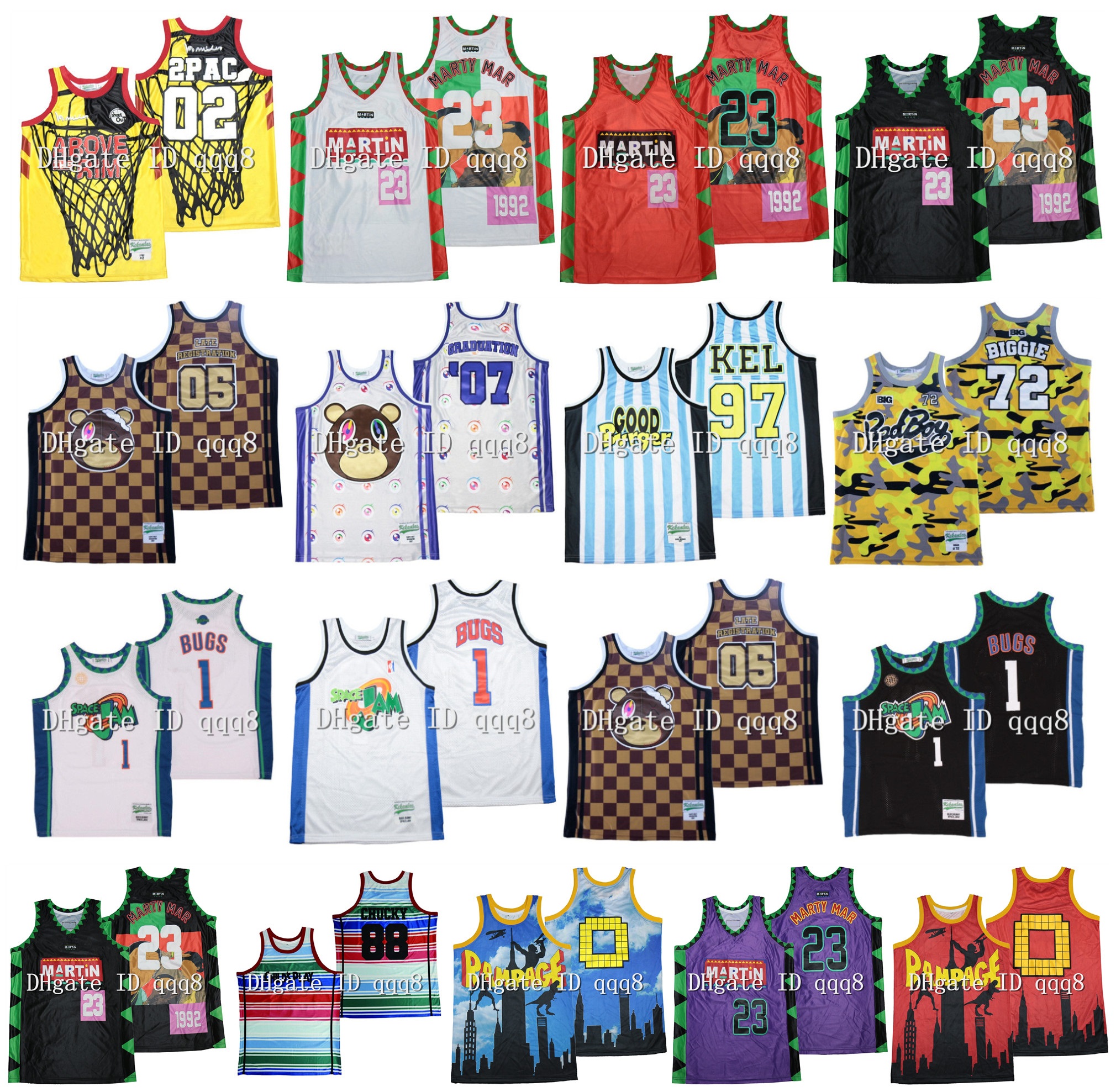 Basketball Jerseys NOTORIOUS B.I.G. BIGGIE SMALLS 72 BAD BOY MTV 81 ROCK ROLL ABOVE THE RIM 02 TUPAC MARTIN MARTY MAR PAYNE 23 CHUCKY 88 CHILD' PLAY RAMPAGE THE VIDEO GAME, As pic
Basketball Jerseys NOTORIOUS B.I.G. BIGGIE SMALLS 72 BAD BOY MTV 81 ROCK ROLL ABOVE THE RIM 02 TUPAC MARTIN MARTY MAR PAYNE 23 CHUCKY 88 CHILD' PLAY RAMPAGE THE VIDEO GAME, As pic