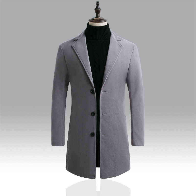 Autumn and Winter Men's Woolen Coat Over Coat Long Winter Mens Wool Coats and Jackets 211122