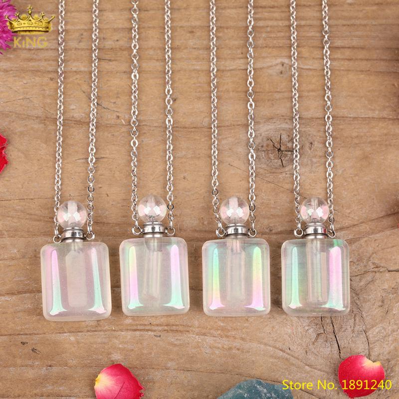 Pendant Necklaces Titanium Raibow Aura Natural White Quartz Crystal Stone Small Retcangle Perfume Bottle Necklace Elegant Women Jewelry
Pendant Necklaces Titanium Raibow Aura Natural White Quartz Crystal Stone Small Retcangle Perfume Bottle Necklace Elegant Women Jewelry
