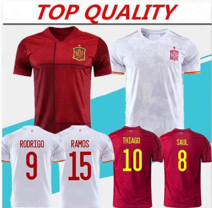 2020 Spain Soccer Jersey RAMOS PIQUE Spain home soccer shirt 20-21 ASENSIO MORATA ISCO INIESTA Football SHIRT away uniforms